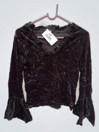Teens Black Velvet Ruffle Blouse
