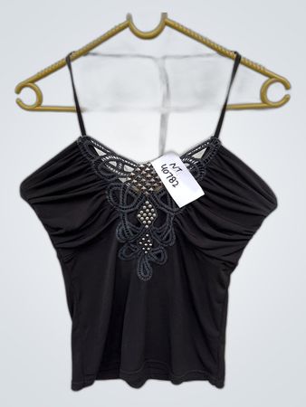 Black Lace Trim Camisole Top
