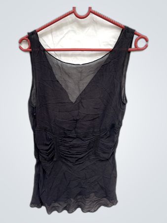 Black Sheer Draped Blouse