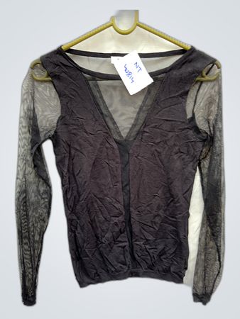 Morgan De Toi Black Mesh Long Sleeve Top