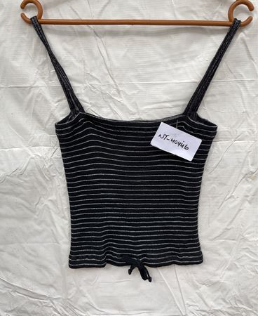 Unbranded Black and White Striped Ribbed Tank Top
