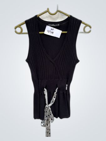 Zero Black Ribbed Knit Camisole