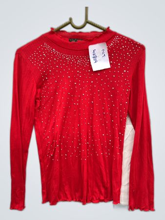 Happy Star Red Rhinestone Knit Top