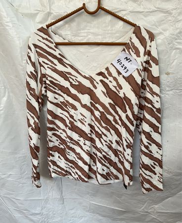 Brown and White Zebra Print Top