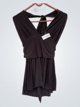 Unbranded Black Sleeveless Wrap Blouse