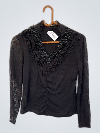 Black Ruffle Blouse