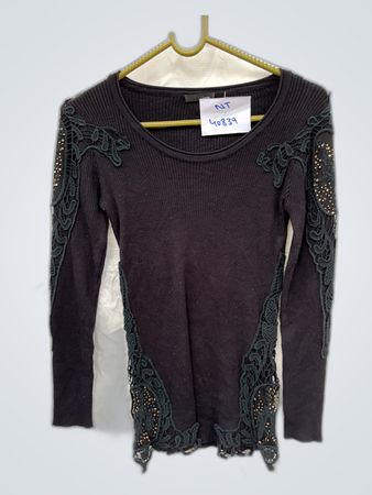 Lafer Long Sleeve Lace Detail Knit Sweater