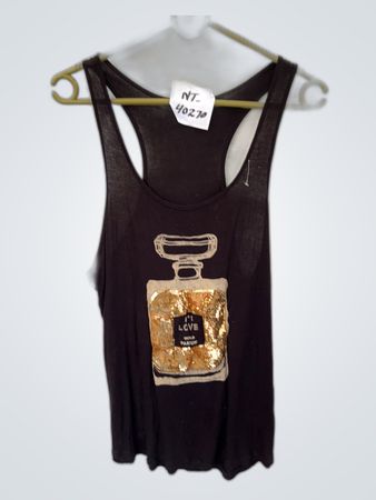 Black Tank Top with Perfume Design