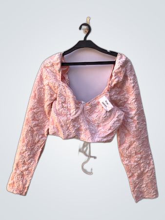 Pink Lace Long Sleeve Blouse
