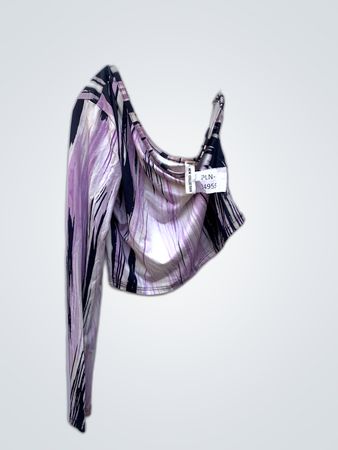 Printed One-Shoulder Blouse