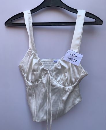 Bershka White Satin Bustier Top