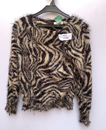 Mitsumi Zebra Print Fuzzy Cardigan