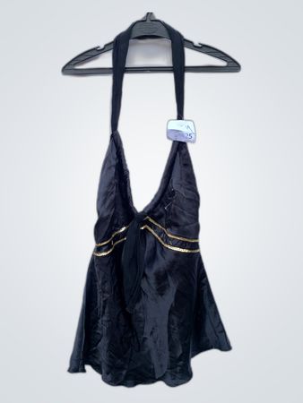 Black Satin Halter Top