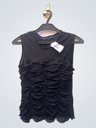 Black Sleeveless Ruffle Blouse