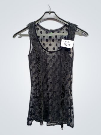 Tezeno Black Sheer Polka Dot Blouse