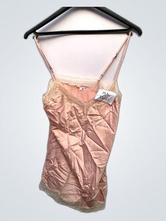 Pink Satin Lace Trim Camisole