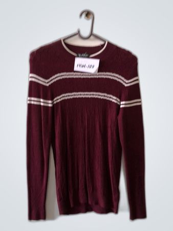 Maroon Striped Knit Sweater