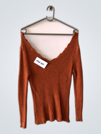 Unbranded Off-Shoulder Ribbed Knit Sweater