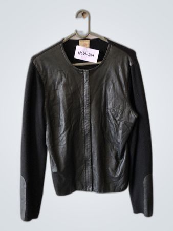 Next Black Leather Panel Knit Cardigan