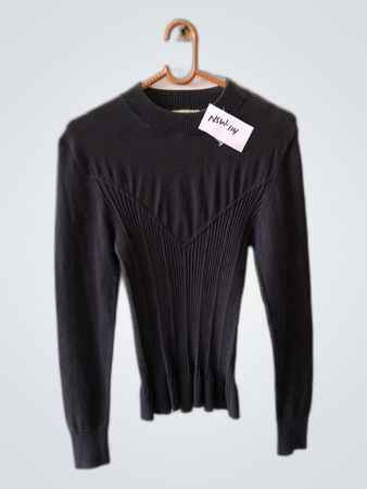 Tenorotto Black Ribbed Knit Sweater