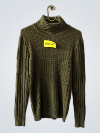 Green Turtleneck Knit Sweater