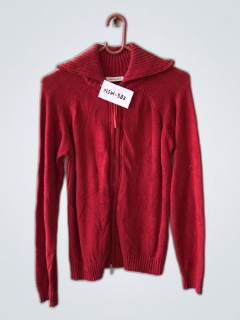 Ysca Red Zip-Up Knit Cardigan