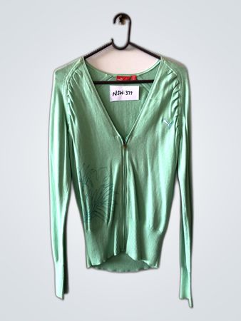 Puma Green Zip-Up Knit Cardigan