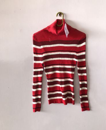 Striped Turtleneck Knit Sweater