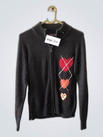 Louise et Cie Black Zip-Up Knit Cardigan