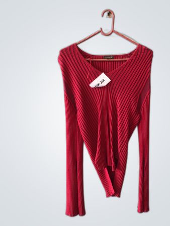 Red Ribbed Bodysuit