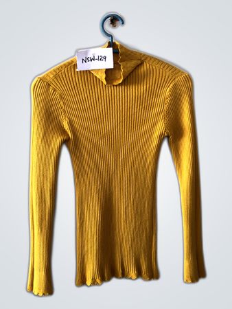 Yellow Ribbed Turtleneck Sweater
