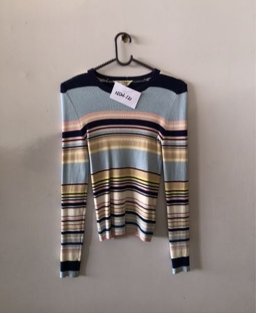 Von Scheider Striped Ribbed Knit Sweater