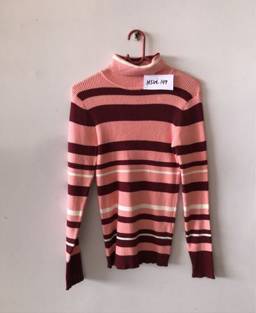 Striped Turtleneck Knit Sweater