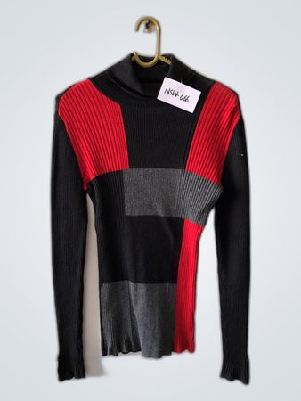 Patchwork Turtleneck Knit Sweater