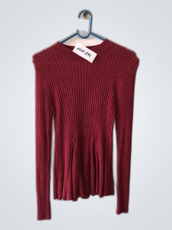 Burgundy Ribbed Knit Sweater