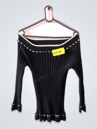 Bardini Black Off-Shoulder Knit Sweater