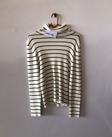Striped Turtleneck Knit Sweater