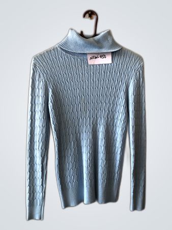 Unbranded Light Blue Cable Knit Turtleneck Sweater
