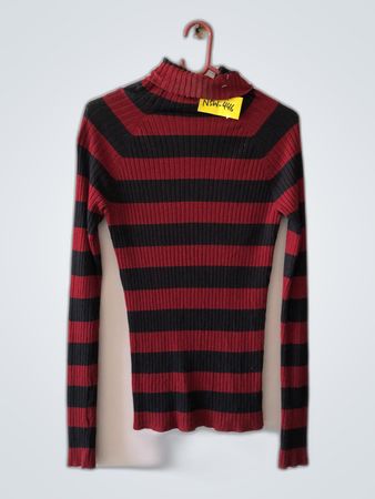Striped Turtleneck Knit Sweater