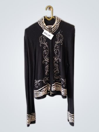 Black Beaded Knit Cardigan