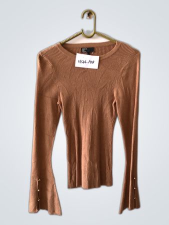 Friends Like These Brown Knit Bell Sleeve Sweater