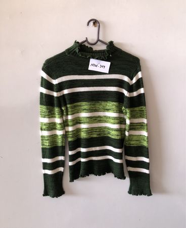 Green and White Striped Sweater