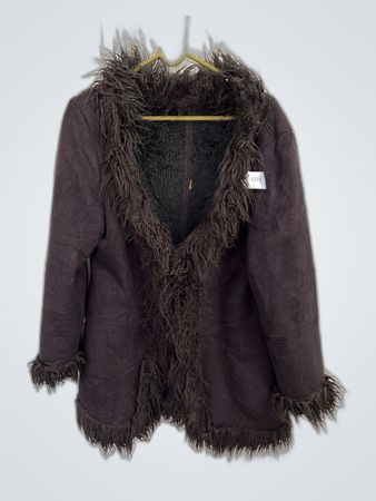 Casaco de Suede com Detalhe de Pele Sintética