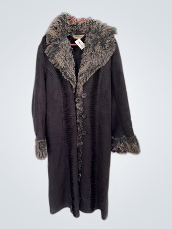 Missy Black Fur Trim Suede Coat