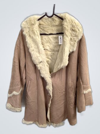 Faux Fur Trimmed Suede Coat