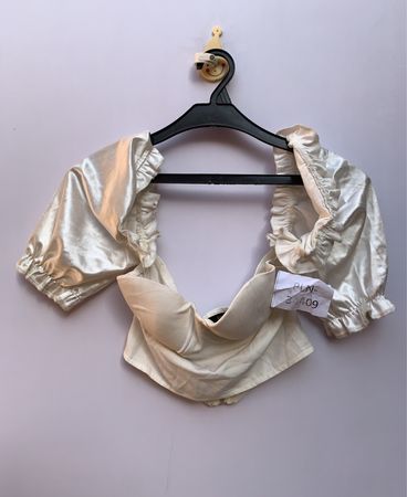 Miss Pap White Satin Ruffle Blouse