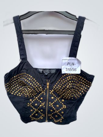 Topshop Petite Black Studded Crop Top