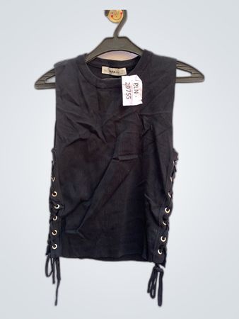 Zara Black Lace-Up Ribbed Tank Top