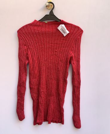 Super Girl Red Ribbed Turtleneck Sweater