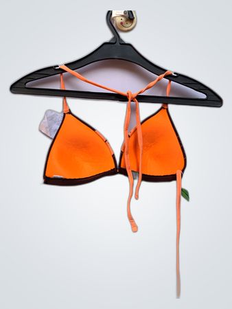 Unbranded Orange Floral Triangle Bikini Top